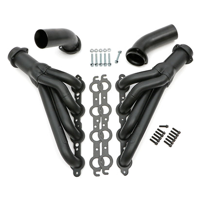 Hedman Hedders HEDMAN HEADERS 1968-72 CHEVELLE/EL CAMINO (AND RELATED A-BODIES) LS SWAP HEADERS; AUTO TRANSMISSION; 1-3/4 IN. MID-LENGTH TUBE; 3 IN. BALL/SOCKET COLLECTOR- BLACK MAXX CERAMIC COATED 68143