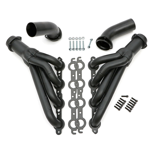 Hedman Hedders HEDMAN HEADERS 1968-72 CHEVELLE/EL CAMINO (AND RELATED A-BODIES) LS SWAP HEADERS; AUTO TRANSMISSION; 1-3/4 IN. MID-LENGTH TUBE; 3 IN. BALL/SOCKET COLLECTOR- BLACK MAXX CERAMIC COATED 68143