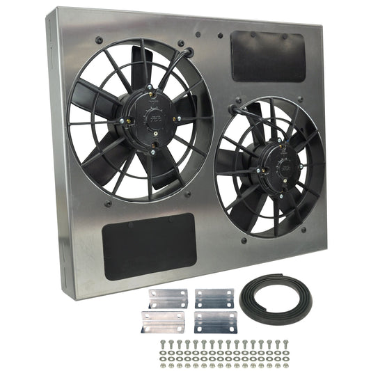 Derale Powerpack - High Output Dual 11" Electric RAD Fan/Aluminum Shroud Kit 16835