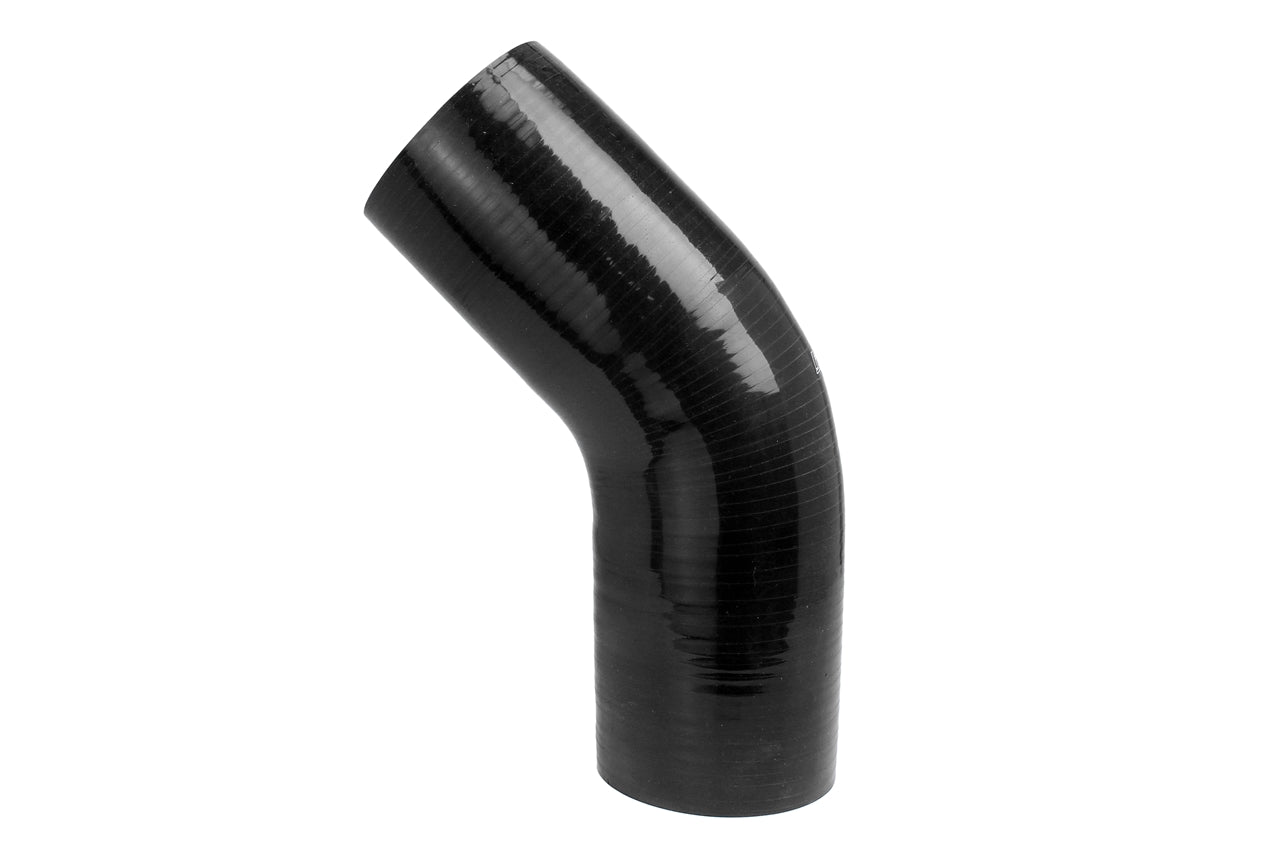 HPS Performance Silicone 45 Degree Elbow Coupler HoseHigh Temp 4-ply Reinforced4-1/2" IDBlack HTSEC45-450-BLK