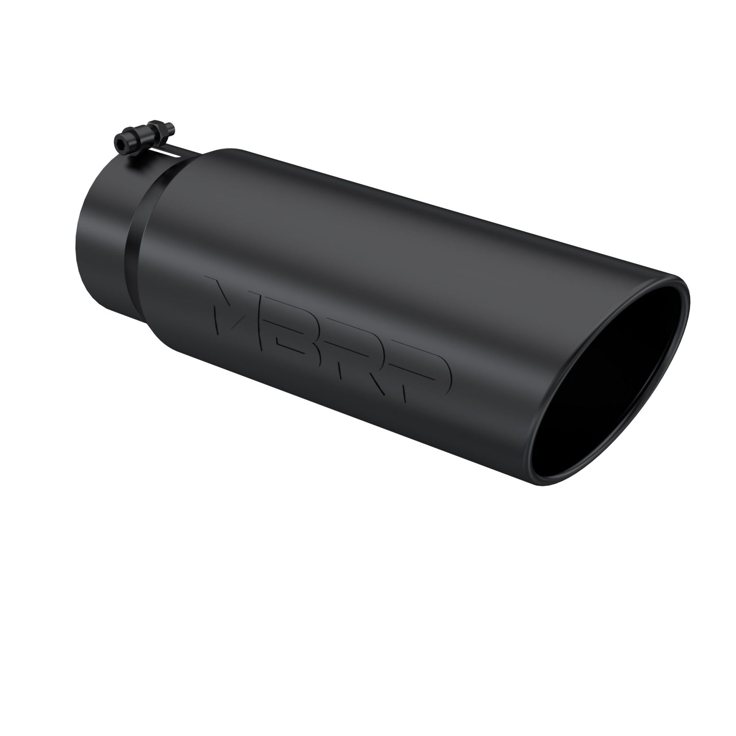 MBRP Exhaust Tip; 6in. O.D.; Angled Rolled End; 5in. inlet 18in. in length; Black Coated T5125BLK