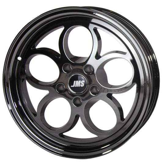 JMS Savage Series Race Wheels - Black Chrome; 15 inch X 10 inch Rear Wheel w/ Lug Nuts -- Fits 2006-2015 Dodge Challenger and Charger with 15inch rear wheel conversion S1510662DX