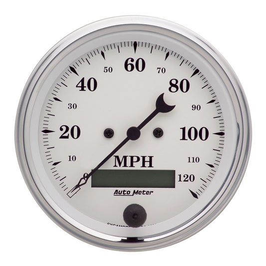 AutoMeter 3-3/8 in. SPEEDOMETER 0-120 MPH OLD-TYME WHITE 1680