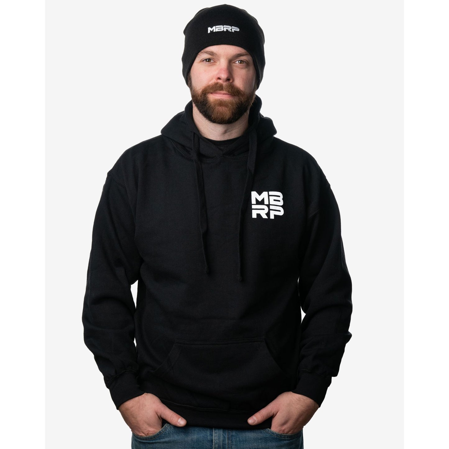 MBRP Exhaust Square Logo Hoodie; Small Black A6289