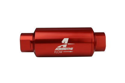 Aeromotive Filter, In-Line, 40-m Stainless Mesh Element, ORB-10 Port, Bright-Dip Red, 2" OD 12335