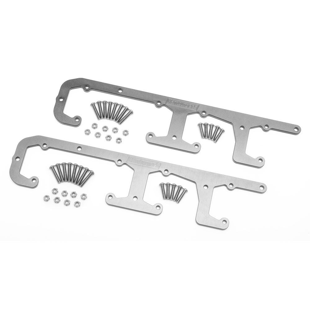 HAMBURGER'S PERFORMANCE PRODUCTS COIL BRACKETS FOR LS ENGINES (1 PR); BILLET ALUMINUM- CLEAR ANODIZED 1100
