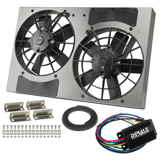 Derale Powerpack - High Output Dual 11" RAD Fan/Alum Shroud Kit w/ PWM Controller 66831