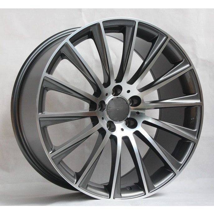 18" X 8.5/9.5" Staggered Aluminum Titanium Machine Face Wheels Set - Dynamic Performance - R502-TM-18x8.5/9.5-5x112-38/43-66.56