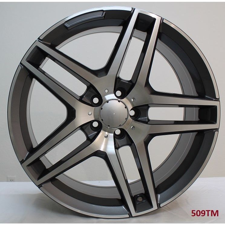 19" X 8.5/9.5" Staggered Aluminum Titanium Machine Face Wheels Set - Dynamic Performance - R509-TM-19x8.5/9.5-5x112-35/35-66.56