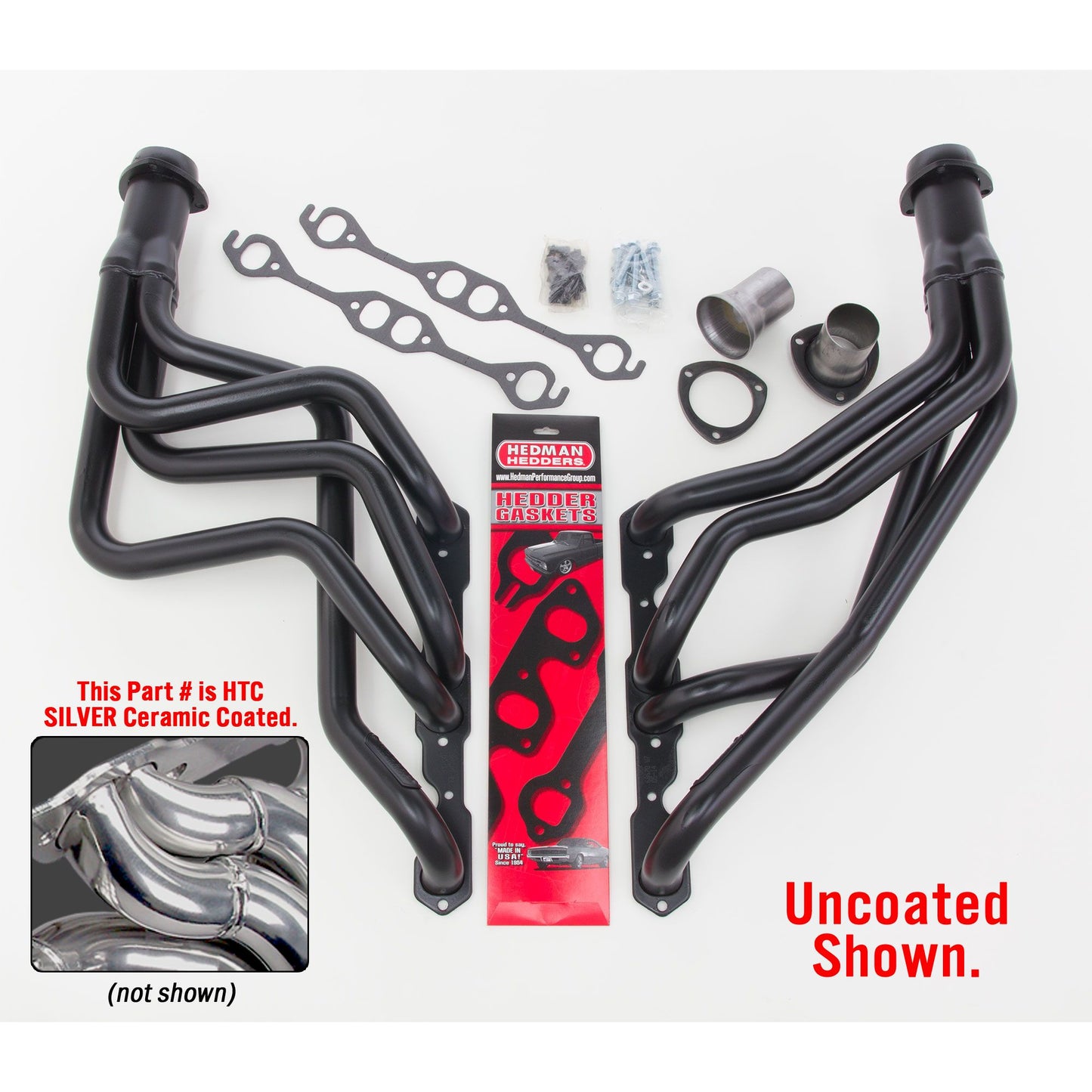 Hedman Hedders HTC COATED HEADERS; 1-5/8 IN. TUBE DIA.; 3 IN. COLL.; FULL LENGTH DESIGN (FOR CLOSE RATIO STEERING BOXES) 68676