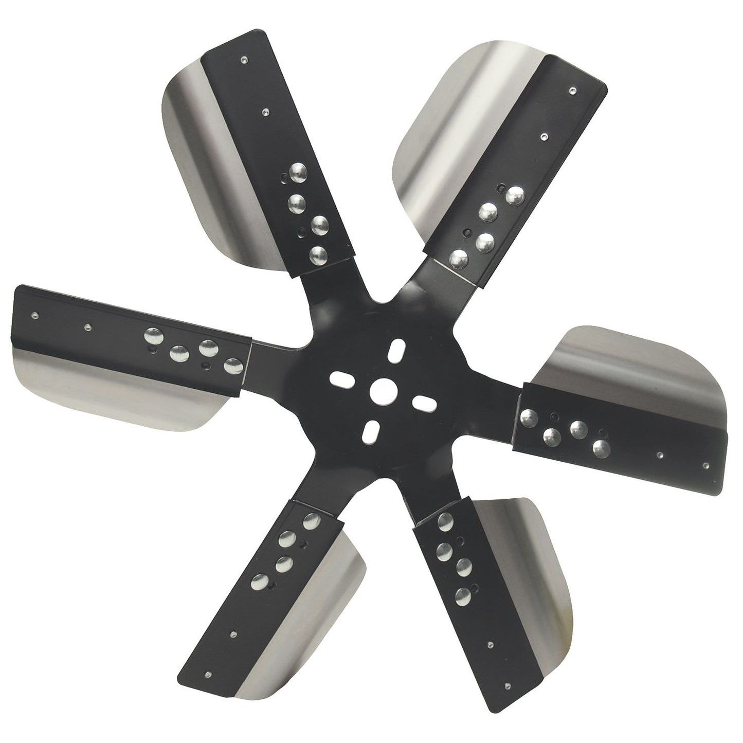 Derale 17" Heavy Duty Stainless Steel Standard Rotation Flex Fan, Black Hub 17017