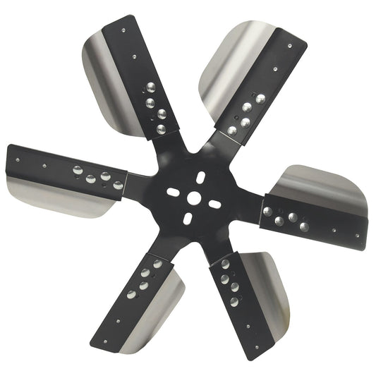 Derale 17" Heavy Duty Stainless Steel Standard Rotation Flex Fan, Black Hub 17017