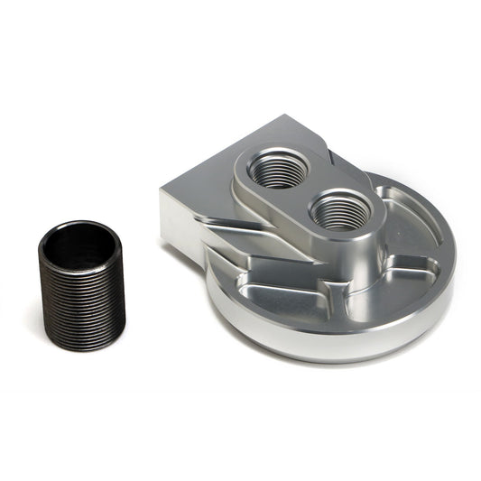HAMBURGER'S PERFORMANCE PRODUCTS LOW-PROFILE SINGLE REMOTE OIL FILTER RELOCATION BASE; HP6 (OR EQUIV); -12AN PORTS- BILLET ALUMINUM 3304