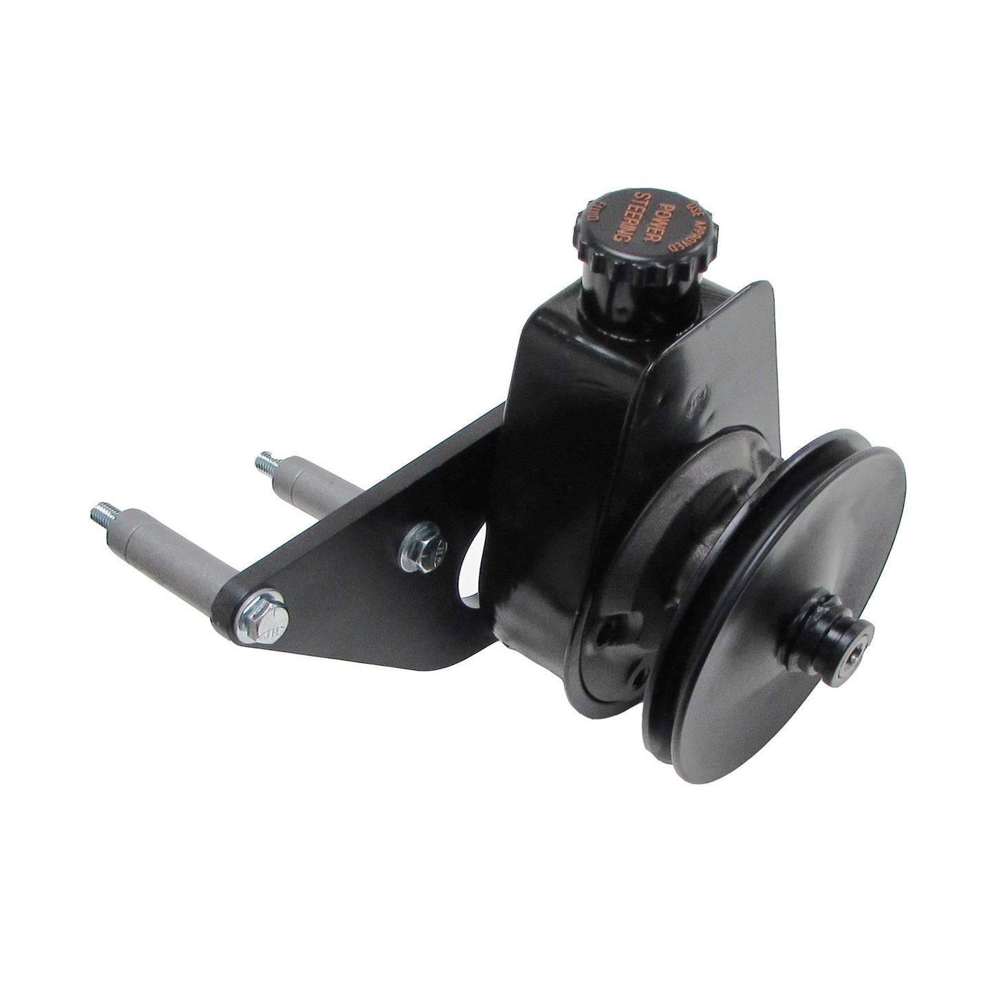 Borgeson - Power Steering Pump Kit - P/N: 800336 - Ford power steering pump upgrade. Fits Ford FE 390/428. Includes Saginaw pump bracket pulley and hardware. Painted black.