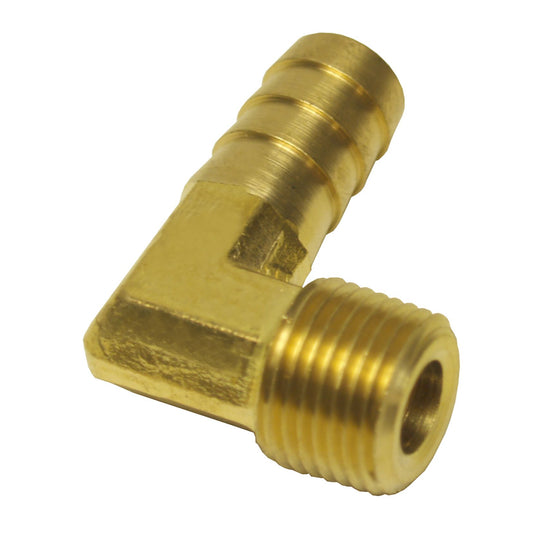 Derale 3/8" NPT Male x 1/2" Barb 90 Degree Hose Fitting, Each 98234
