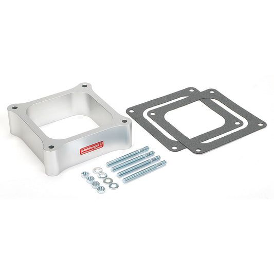 HAMBURGER'S PERFORMANCE PRODUCTS OPEN PLENUM CARBURETOR SPACER- HOLLEY DOMINATOR; 2 IN. TALL- BILLET ALUMINUM 3214