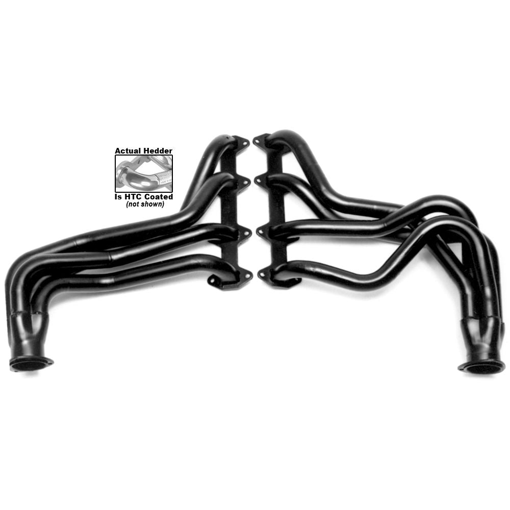 Hedman Hedders STANDARD HTC COATED HEADERS; '69-76 FORD F100 & F250 360-390 ENGINE; 4WD ONLY; 1-3/4 IN. TUBE DIAMETER; 3 IN. COLLECTOR.; FULL LENGTH DESIGN- POLISHED SILVER CERAMIC COATED MILD STEEL 89186