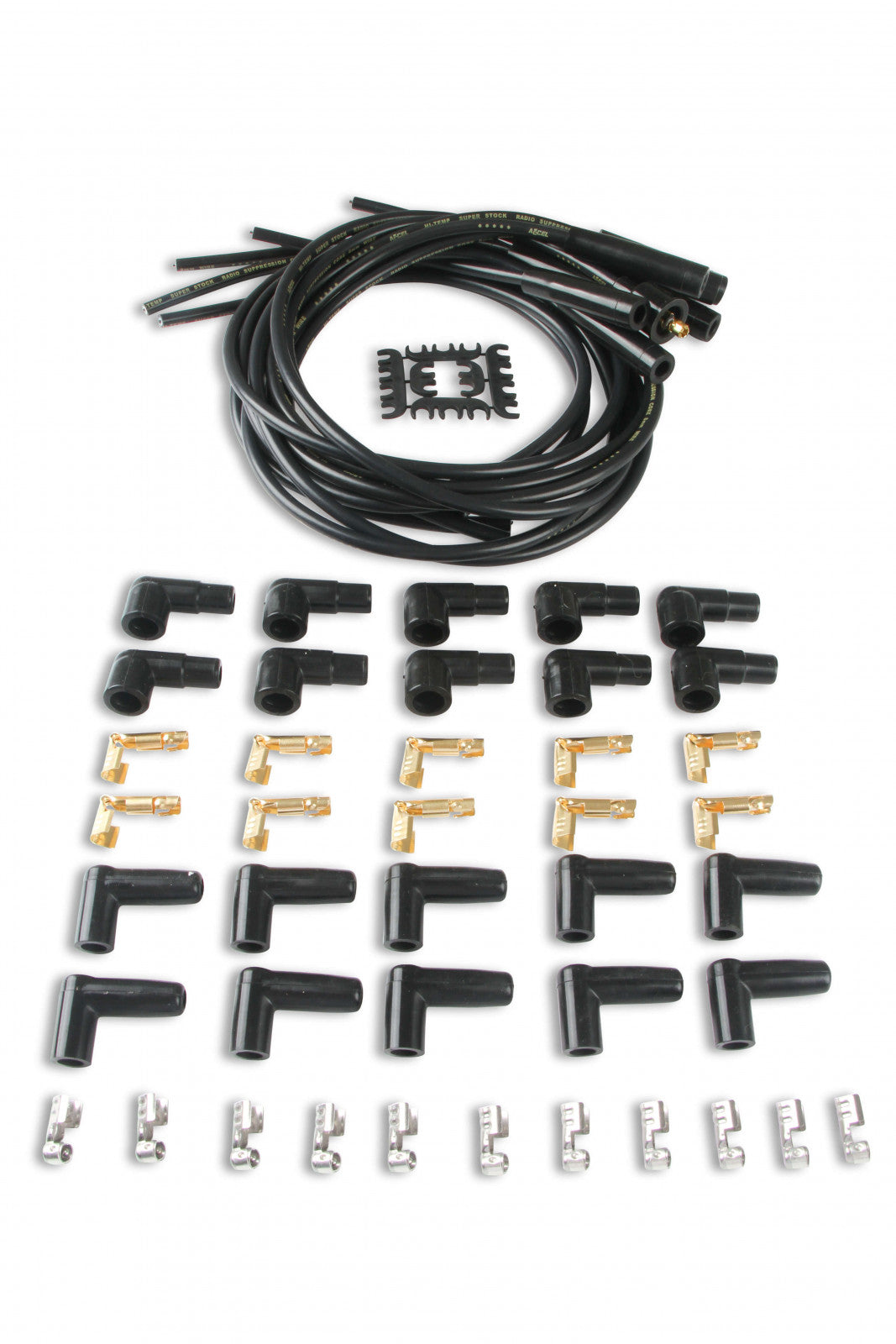 ACCEL Spark Plug Wire Set- 8mm - Black Wire with Black Straight Boots 4040K