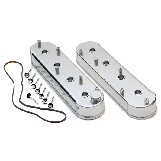 HAMBURGER'S PERFORMANCE PRODUCTS BRUSHED ALUMINUM FABRICATED VALVE COVERS CHEVY LS ENGINE 1061