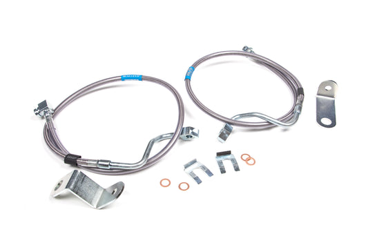 BDS SUSPENSION Front Brake Line Set - Stainless Steel - Fits 6-8 Inch Lift - Ford F250/F350 Super Duty (05-07) 4WD BDS103001