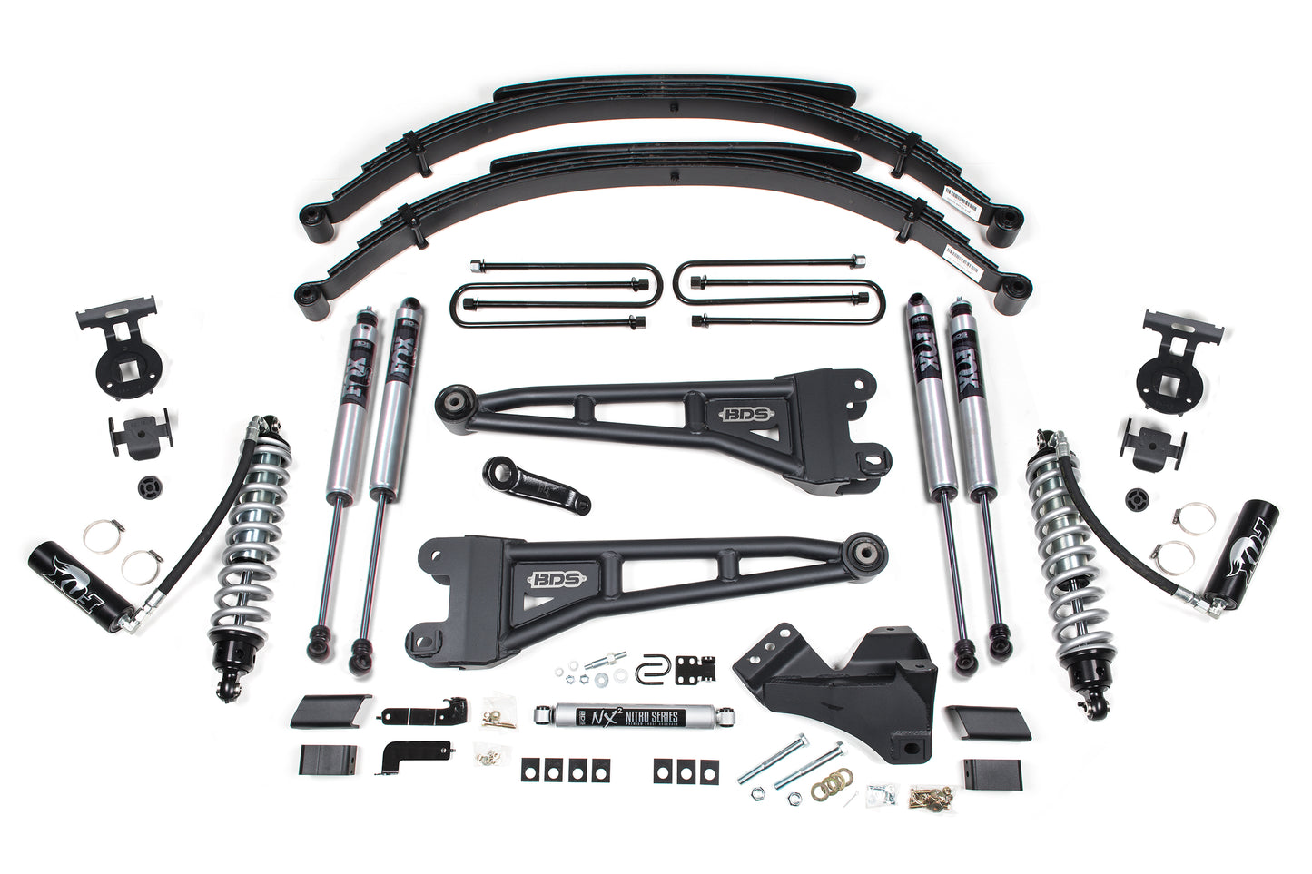 BDS SUSPENSION 4 Inch Lift Kit W/ Radius Arm - FOX 2.5 Coil-Over Conversion - Ford F250/F350 Super Duty (17-19) 4WD - Diesel BDS1557F
