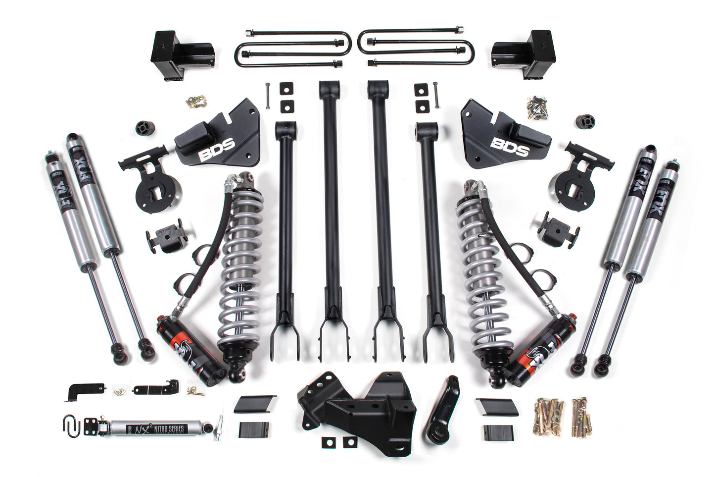 BDS SUSPENSION 4 Inch Lift Kit W/ 4-Link - FOX 2.5 Performance Elite Coil-Over Conversion - Ford F350 Super Duty DRW (17-19) 4WD - Diesel BDS1577FPE