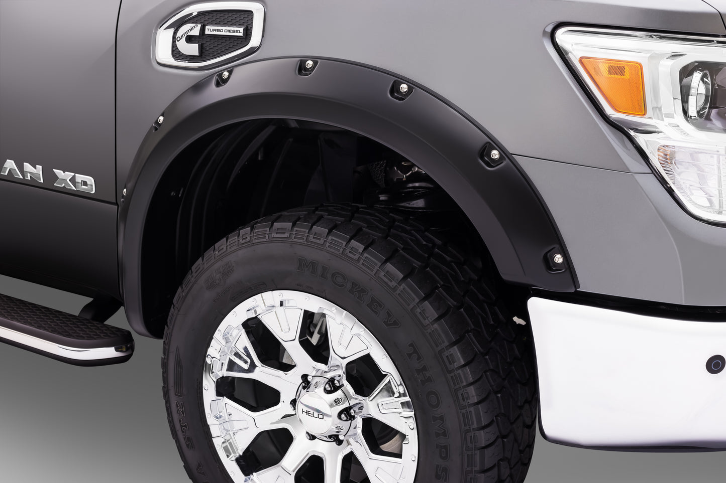 Bushwacker 70013-02 Black Pocket/Rivet Style Smooth Finish Front Fender Flares For 2004-2015 Nissan Titan W/o Lock Box