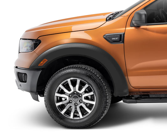 Bushwacker 20121-02 Black Extend-A-Fender Style Smooth Finish Front Fender Flares For 2019-2023 Ford Ranger
