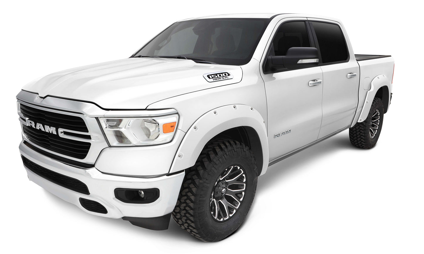 Bushwacker 50924-25 Pocket/Rivet Style Color Matched Ivory Pearl Tri-Coat 4-Piece Fender Flare Set For 2019 Ram 1500 (Excludes Rebel Models)