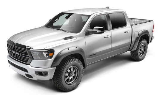 Bushwacker 50924-02 Black Pocket/Rivet Style Smooth Finish 4-Piece Fender Flare Set For 2019-2022 Ram 1500; Will Not Fit Rebel And TRX Models