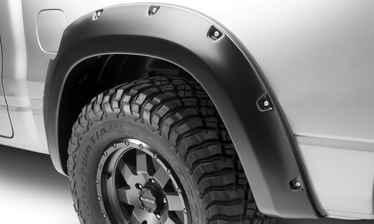 Bushwacker 50054-02 Black Pocket/Rivet Style Smooth Finish Rear Fender Flares For 2019-2022 Ram 1500; Will Not Fit Rebel And TRX Models