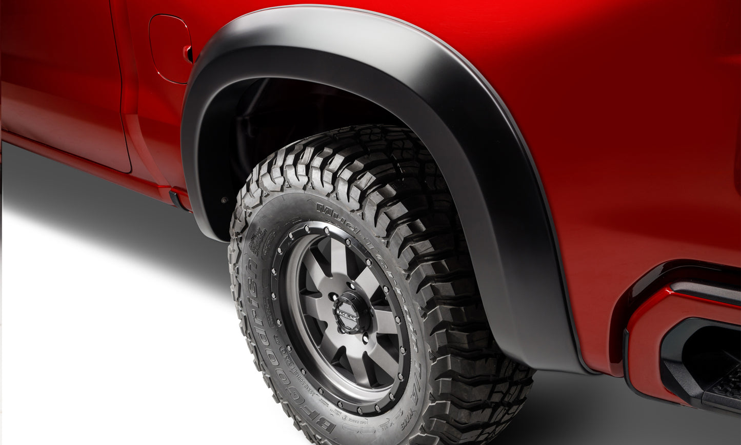 Bushwacker 40152-02 Black Extend-A-Fender Fender Flares Smooth Finish 2-Piece Rear For 19-21 Chevrolet Silverado 1500; 2022 Chevrolet Silverado 1500 LTD