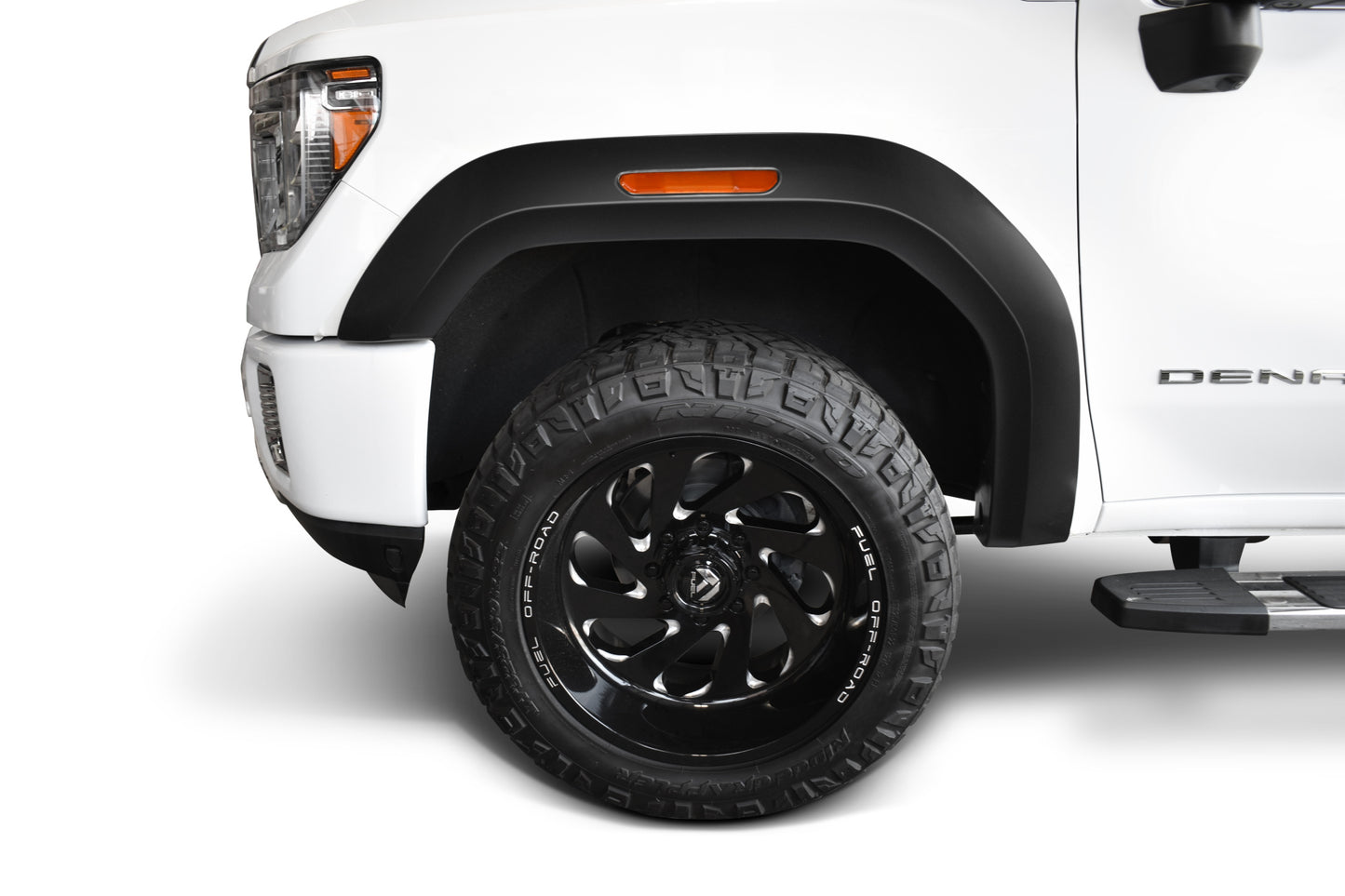 Bushwacker 40167-02 Black Extend-A-Fender Style Smooth Finish Front Fender Flares For 2020-2022 GMC Sierra 2500 HD 3500 HD