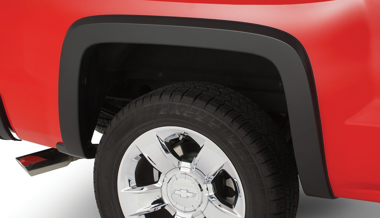 Bushwacker 40088-02 Black OE-Style Smooth Finish Rear Fender Flares For 2007-2013 Chevrolet Silverado 1500; Fits 69.3 In. Bed