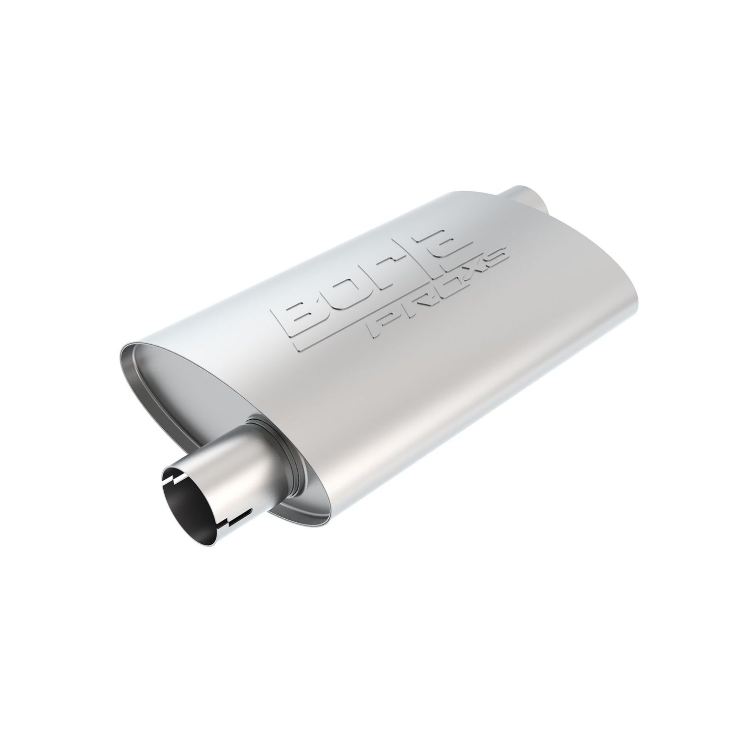 Borla ProXS Muffler 2in Offset Inlet/ 2in Center Outlet 4in x 9.5in Oval x 14in Long Body Notched Necks 400488