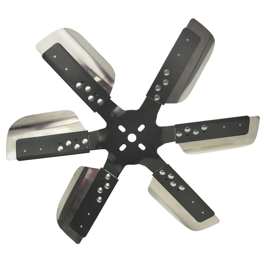 Derale 19" Heavy Duty Stainless Steel Reverse Rotation Flex Fan, Black Hub 17619