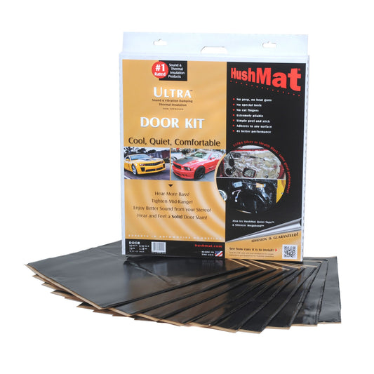 Hushmat Door Kit - Stealth Black Foil with Self-Adhesive Butyl-10 Sheets 12inx12in ea 10 sq ft 10200