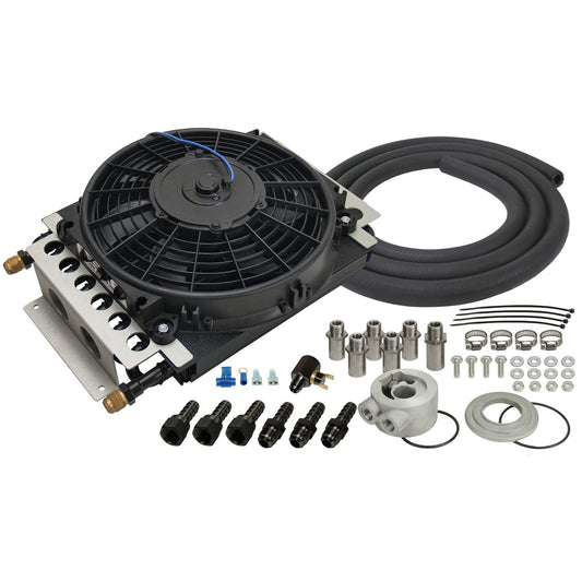 Derale 16 Pass Electra-Cool Remote Engine Oil Cooler Kit, -8AN Inlets 15500