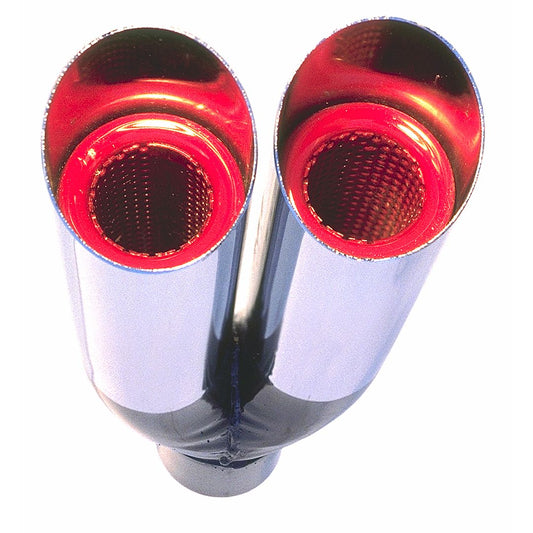 Hedman Hedders DUAL RESONATOR HOT TIPS EXHAUST TIP FOR 2-1/4 IN. EXHAUST SYSTEM; 9 IN. LONG; 2-1/2 IN. OUTLET- CHROME 17104