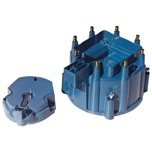 Proform Engine Distributor Cap and Rotor Kit; Fits GM HEI Dist w/Internal Coil; Blue 66947BC