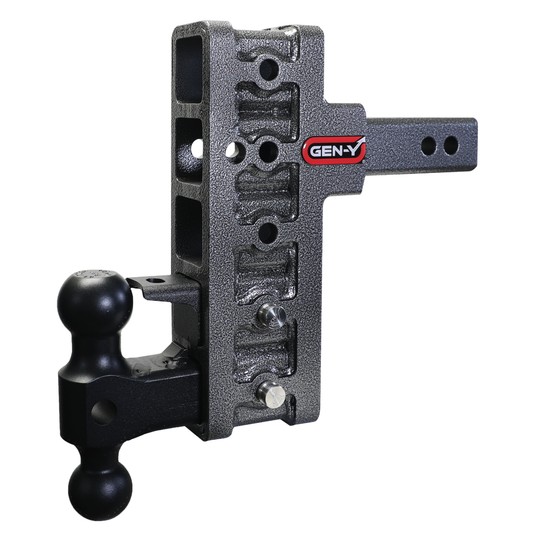GEN-Y Hitch MEGA-DUTY 2" Offset Shank 2.5" R 7.5" Drop 2K TW 16K Hitch Dual-Ball Pintle Lock GH-225