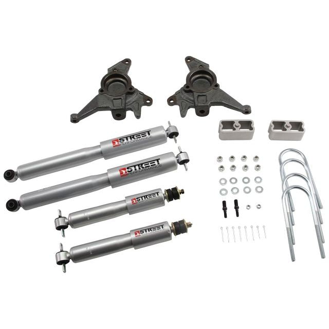 BELLTECH 624SP LOWERING KITS Front And Rear Complete Kit W/ Street Performance Shocks 1998-2003 Chevrolet Blazer/Jimmy 6 cyl. (incl Extreme) 2 in. F/2 in. R drop W/ Street Performance Shocks