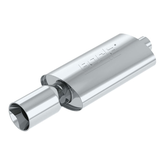 Borla Boomers Muffler Thumper 2.25in Center Inlet/ 4in Single Round Tip 4.5in x 7.88in Oval x 14in Long Body 40057