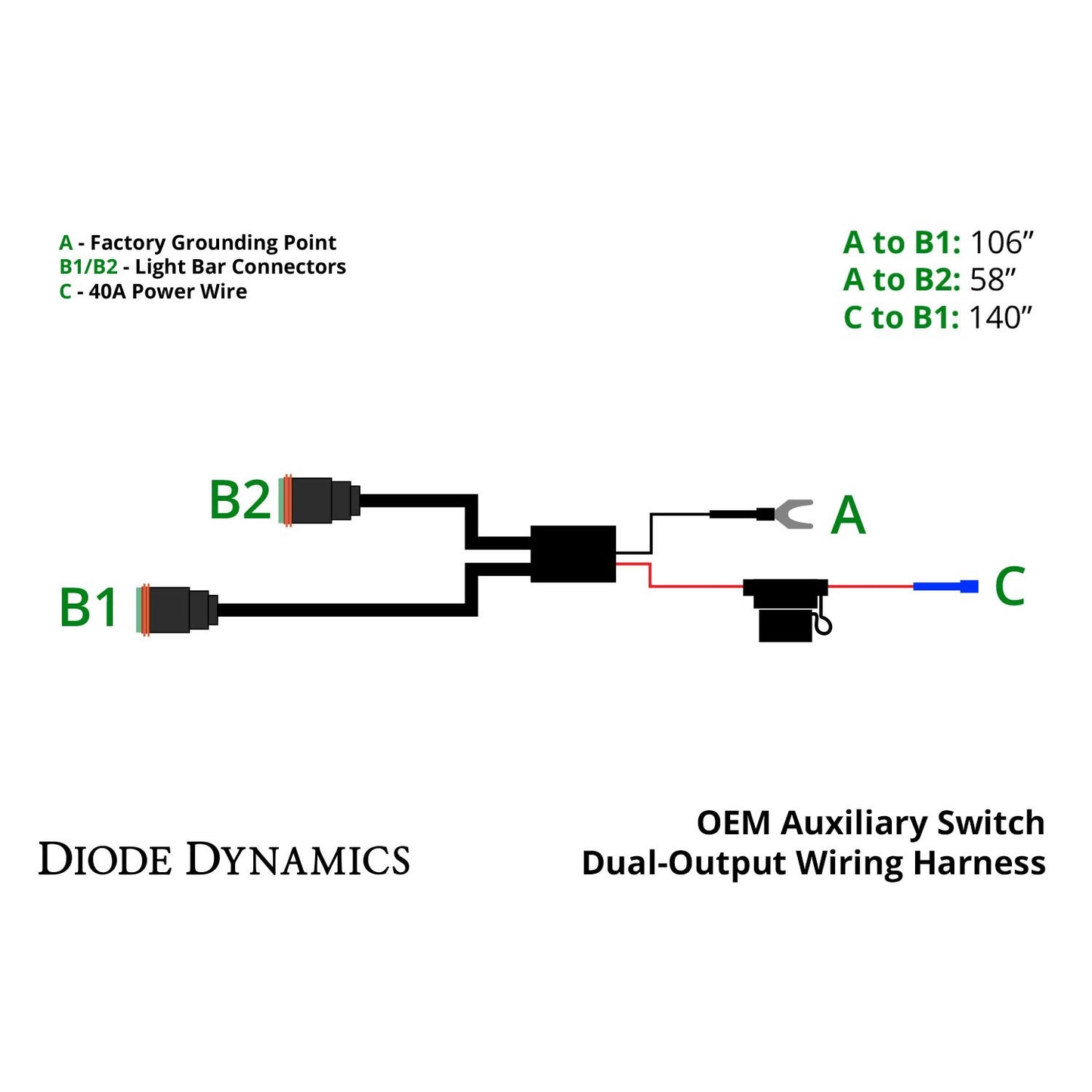 Diode Dynamics - DD4056 - OEM Auxiliary Switch Dual-Output Wiring Harness