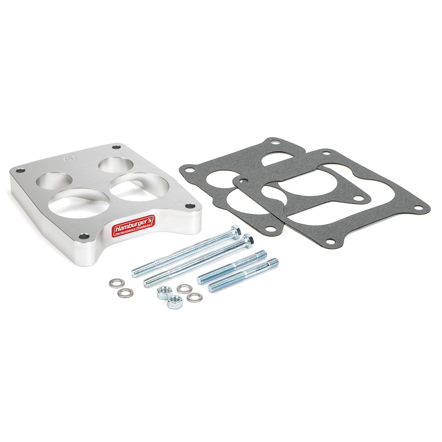 HAMBURGER'S PERFORMANCE PRODUCTS TORQUE-FLOW CARBURETOR SPACER- QUADRAJET- PORTED; 1 IN. TALL- BILLET ALUMINUM 3213