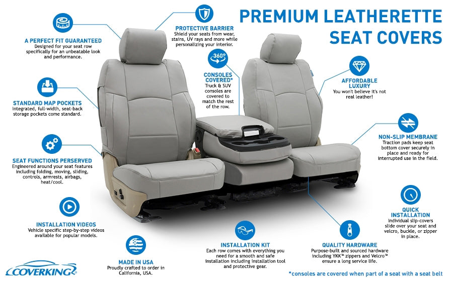 Coverking Custom Seat Cover Premium Leatherette Leatherette