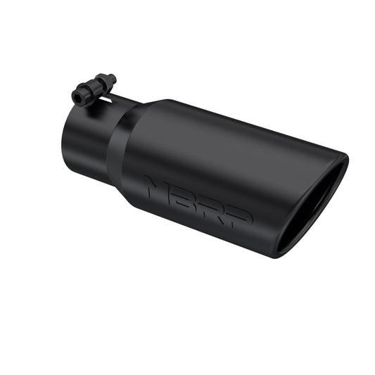 MBRP Exhaust Tip; 4in. O.D.; Angled Rolled End; 3in. inlet; 10in. length; Black T5155BLK