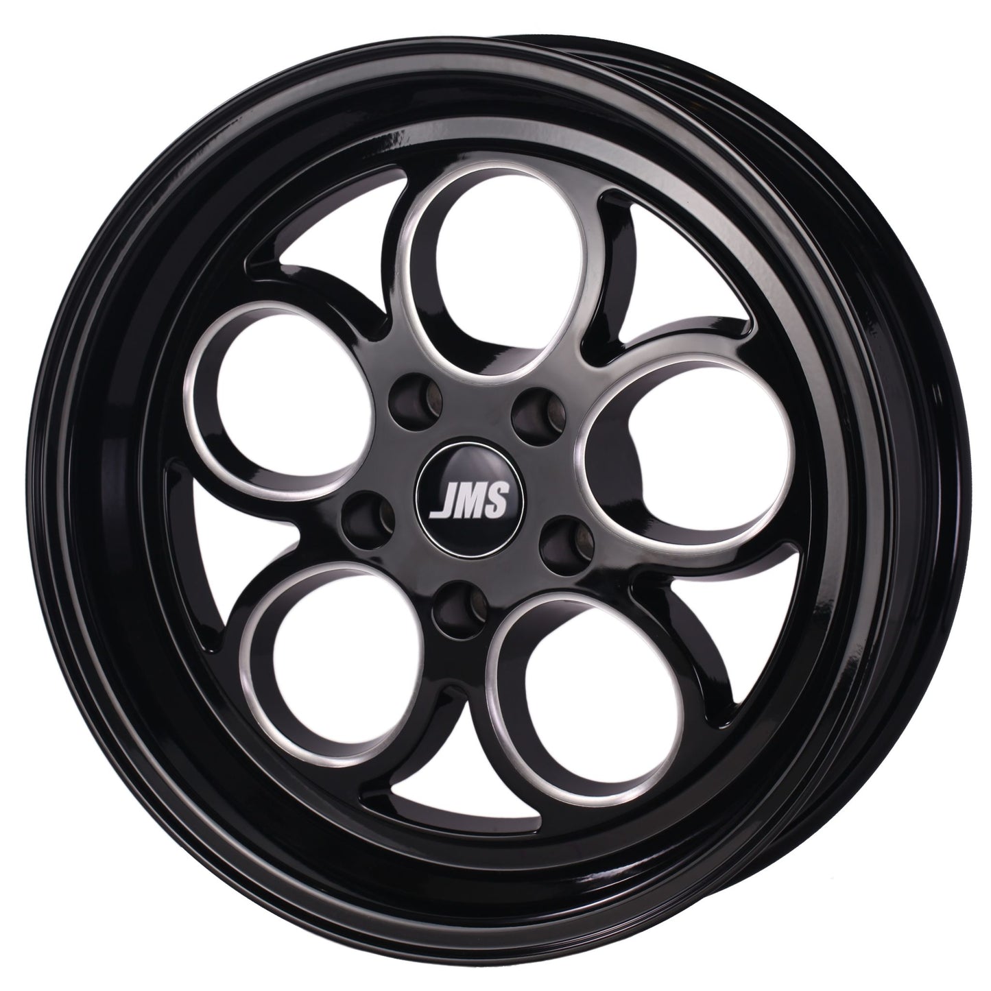 JMS Savage Series Race Wheels - Black Clear w/ Diamond Cut; 17 inch X 4.5 inch Front Wheel w/ Lug Nuts -- Fits 1994-2002 Chevy Camaro and Pontiac Firebird S1745175CB
