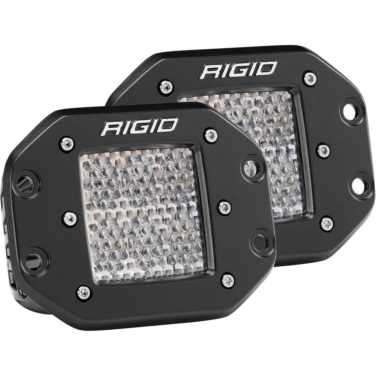 RIGID Industries D-Series PRO LED Light Drive Diffused Flush Mount Black Housing Pair 512513