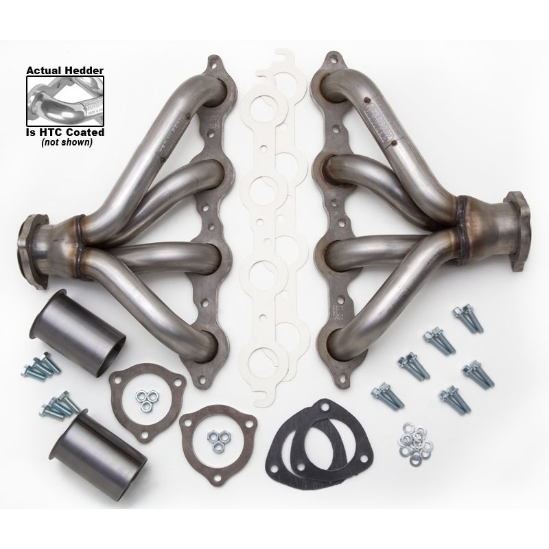 Hedman Hedders BLOCK HUGGER HEADERS-304 STAINLESS STEEL; CHEVY LS SERIES; 1-1/2 IN. TUBES; HTC CERAMIC COATED 62526